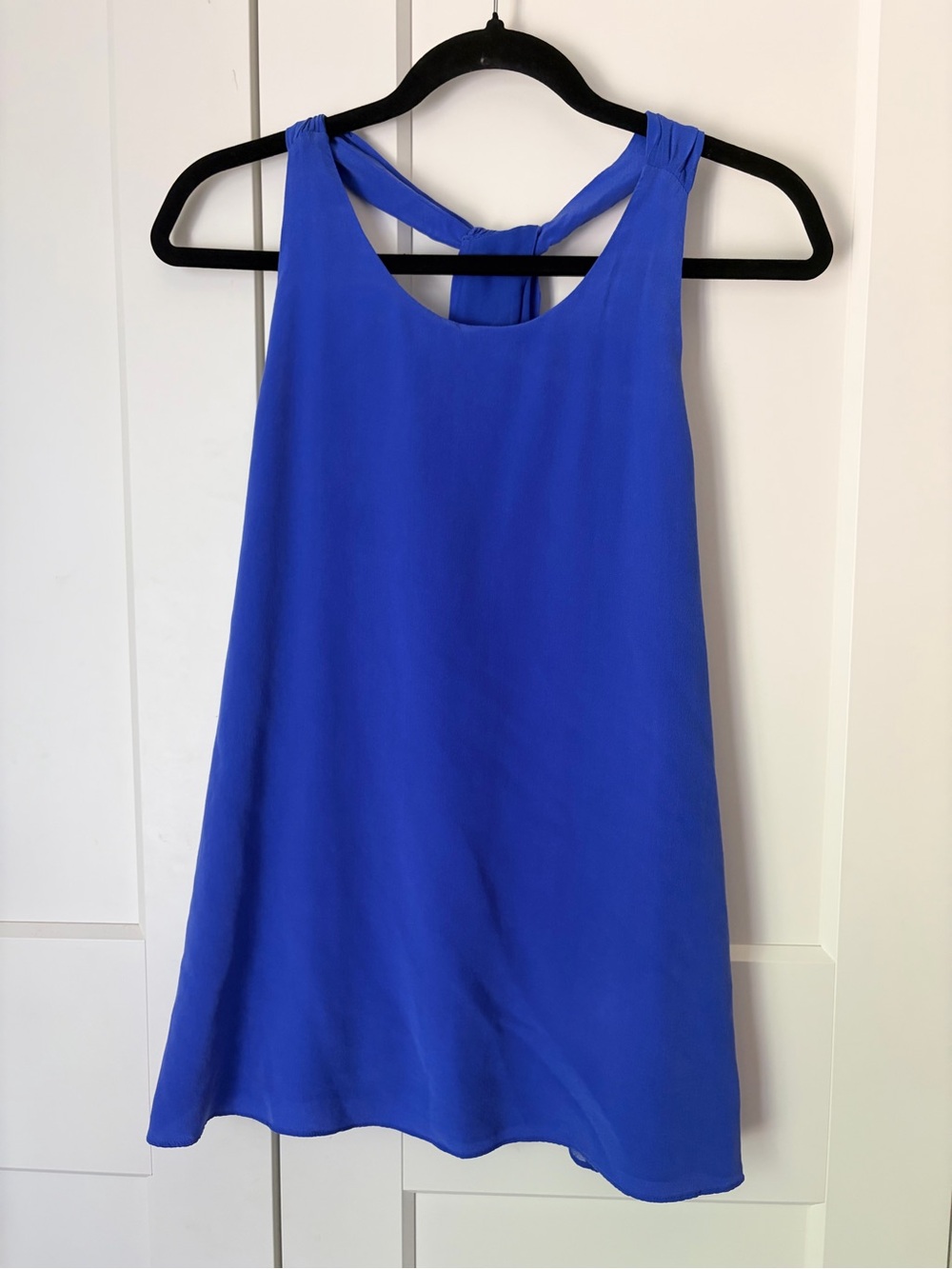 Silk Halter Sleeveless Shift Top in Royal Blue | M